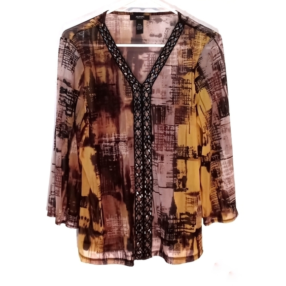 Alfani Sheer Embellished Blouse - Picture 1 of 8